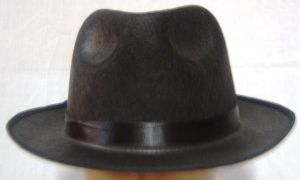 Hats / Tiara's / Masks - Trilby black hat with white band